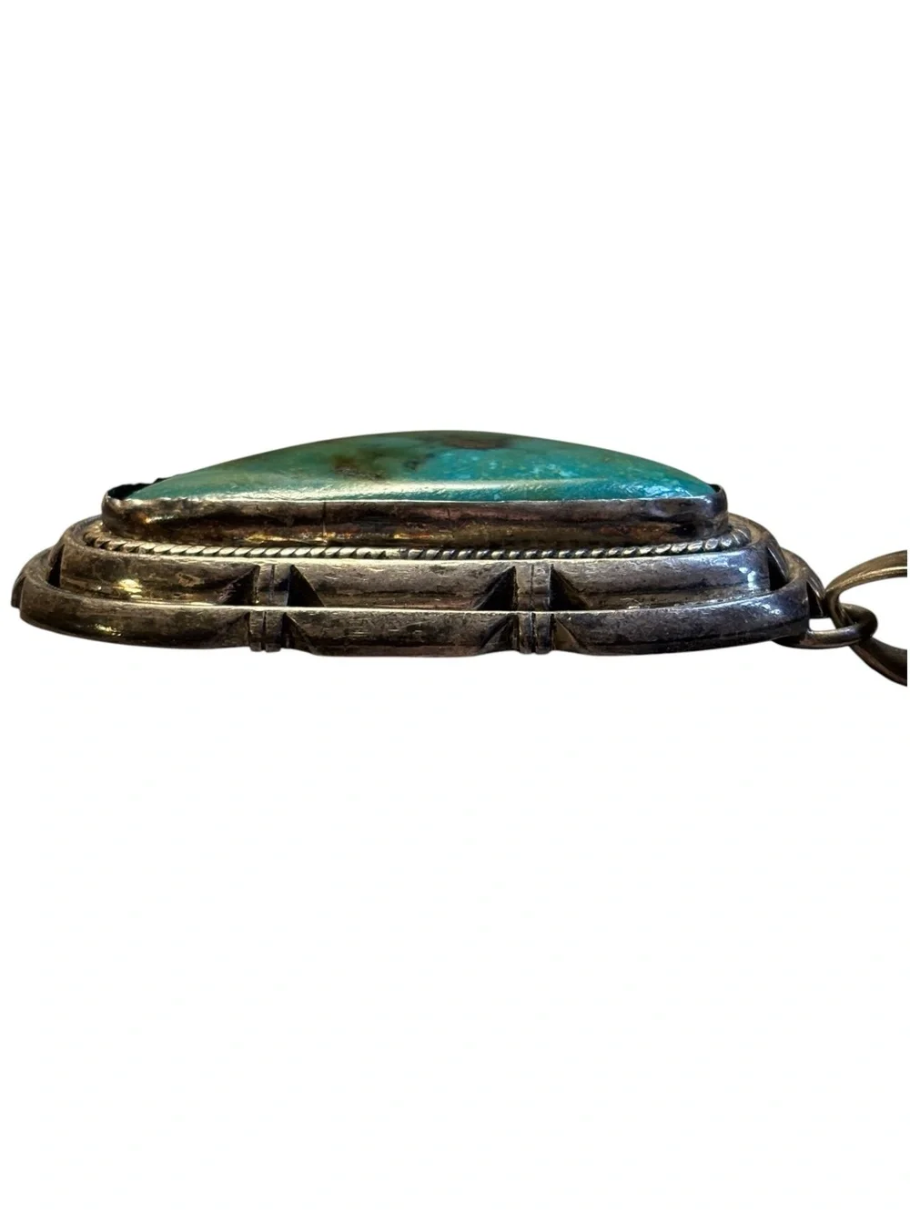 Vintage Navajo Sterling Silver Turquoise Pendant Large 81g Hallmarked
